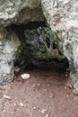 Large cave in the rock on the river Chusovaya