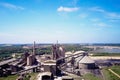Large cement plant. The production of cement on an industrial scale in the factory Royalty Free Stock Photo