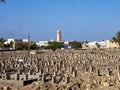 Large cemetery with stone tombstones, in Dhofar, Oman