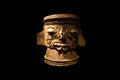 large ceramic brazier depicting the rain god Tlaloc decorated in Toltec style.