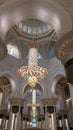 Large chandelier inside grand mosque at Abu Dhabi Royalty Free Stock Photo