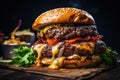 a large cheeseburger with bacon and cheese Royalty Free Stock Photo