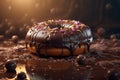 Large chocolate donut. Generate Ai