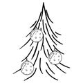 Christmas tree. Large Christmas balls. Christmas tree decoration. Vector illustration Royalty Free Stock Photo