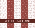 A large Christmas set of seamless pattern with cute outline bears and snow for printing on Christmas fabric or wrapping paper Royalty Free Stock Photo