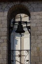 Large Church bell hanging outside. Close-up view of metal orthodox church bell Royalty Free Stock Photo