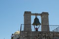 Large church bell in the historical area of the city with sky copy space Royalty Free Stock Photo