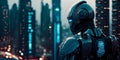 Large city with highly developed technology, where robots have replaced people at all levels Generative AI