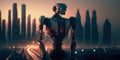 Large city with highly developed technology, where robots have replaced people at all levels Generative AI