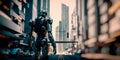 Large city with highly developed technology, where robots have replaced people at all levels Generative AI