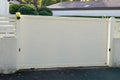 Large classic white aluminum home gate portal of suburbs house city