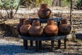 Large clay pots on a stand