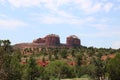 Panorama of the Red Rock surrounded by forest in Grand Canyon National Park Royalty Free Stock Photo