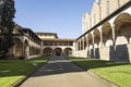 Large cloister in the Santa Croce church in Florence, Italy