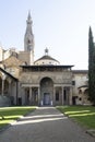 Large cloister in the Santa Croce church in Florence, Italy