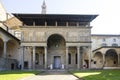 Large cloister in the Santa Croce church in Florence, Italy