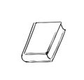 Large closed book. Outline sketch. Hand drawing is isolated on a white background. Vector