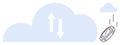 Cloud Storage with Data Transfer Arrows and Digital Coin Dropping Concept Royalty Free Stock Photo