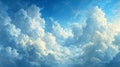 A large cloud filled sky with a plane flying through it, AI