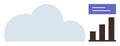 Cloud storage and data analytics represented by a cloud shape and bar graph with a text box Royalty Free Stock Photo