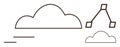 Abstract representation of cloud computing and network connections in minimalist line art Royalty Free Stock Photo