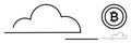 Cloud Storage and Bitcoin Integration Concept in Minimalistic Design Royalty Free Stock Photo
