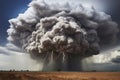 a large cloud of smoke is seen coming out of the ground Royalty Free Stock Photo