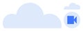 Cloud storage and video streaming concept with cloud icon and blue video camera graphic Royalty Free Stock Photo