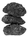 Large coal lumps isolated on white background. Black coal pyramid Royalty Free Stock Photo