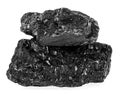 Large coal lumps isolated on white background. Pile of black coal Royalty Free Stock Photo
