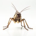 Characterful Animal Portrait: Big Cricket On White Background