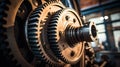 Large cog wheels in the motor Royalty Free Stock Photo