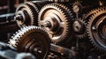 Large cog wheels in the motor Royalty Free Stock Photo