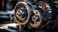 Large cog wheels in the motor Royalty Free Stock Photo