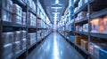Large Cold Storage Warehouse for Pharmaceuticals With Organized Shelving and Climate Control for Perishable Goods Royalty Free Stock Photo