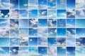 Large collage with clouds - cumulus, cirrus, rain, clear sky