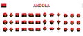 Large collection of Angola flags of various shapes and effects