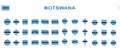 Large collection of Botswana flags of various shapes and effects