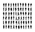 Large collection of business people. Confident leader standing. Businessman go to work silhouette illustration. Handsome