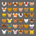 Large collection of cartoon animal head avatars