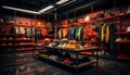 Large collection of clothing on display in modern boutique store generated by AI