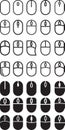 Large collection of computer mouse icons in various line art styles, including coloring line and bold line designs Royalty Free Stock Photo