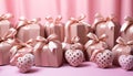 A large collection of cute homemade gift decorations in pink generated by AI