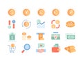 Large collection of 20 different colored money icons