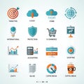 Flat Design Business and Technology Icon Set Royalty Free Stock Photo
