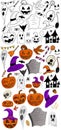 A large collection of Halloween supplies with sketches isolated in a white background