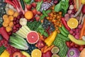 Large Collection of Fruit and Vegetables High in Antioxidants Royalty Free Stock Photo