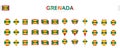 Large collection of Grenada flags of various shapes and effects