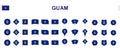 Large collection of Guam flags of various shapes and effects