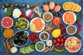 Large Collection of Immune System Boosting Health Foods Royalty Free Stock Photo